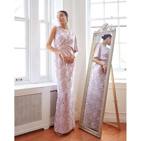 JS Collections Womens Size 4 Purple Arabella Lace Sequin Formal Long Gown Dress - Picture 2 of 16